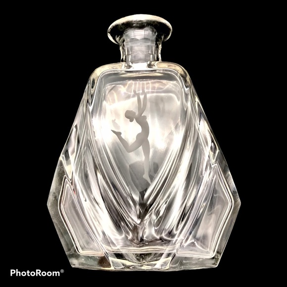 Other - Art Deco Crystal Vase Etched Dancing Nude Woman